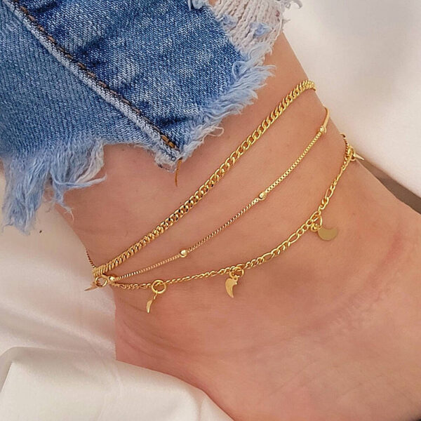 European And American Stylish Women's Simple Personality Multi-layer Anklet Suit - Image 2