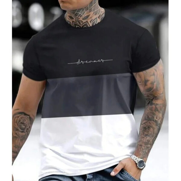 Men's 3D Digital Printing Sports Style With Letters Short-sleeved T-shirt - Image 2