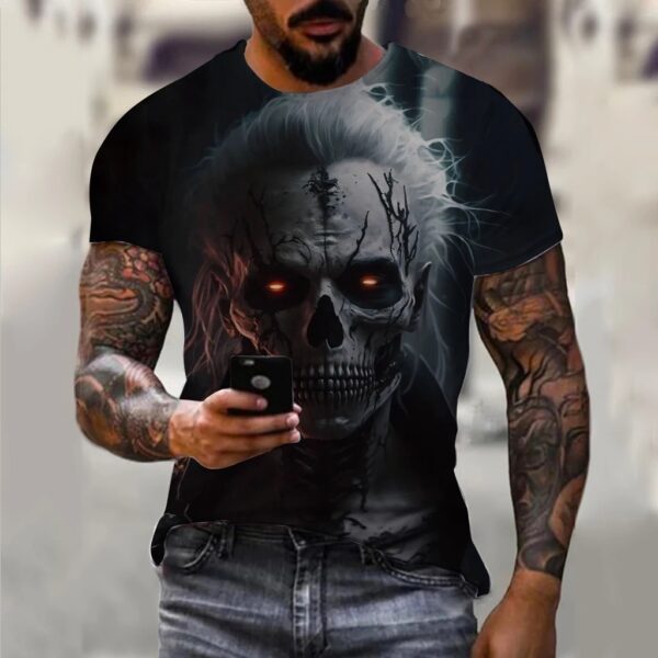 Men's 3D Printing Digital Crew Neck T-shirt Short Sleeves Top - Image 2