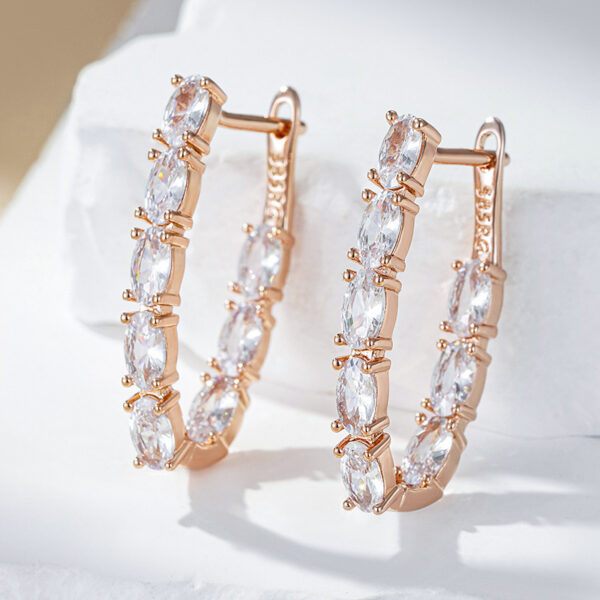 Double Layer Oval Olive Green Zircon Luxury Dangle - Image 6
