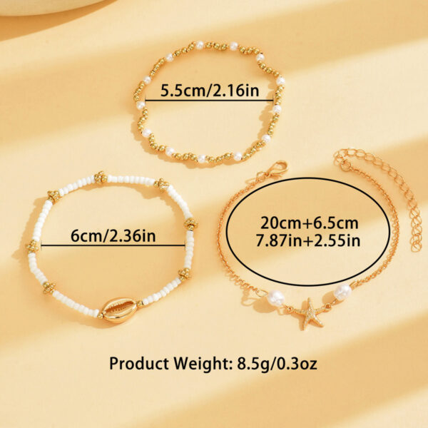 Beach Vacation Bead Shell Starfish Foot Ornaments Anklet Three-piece Set - Image 6