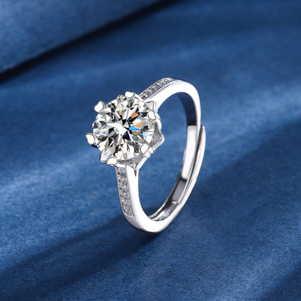 Snowflake Three-piece Simulation Moissanite Ring Necklace And Earring Suit - Image 2