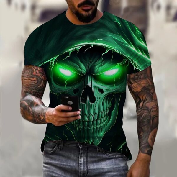 Men's 3D Printing Digital Crew Neck T-shirt Short Sleeves Top - Image 4