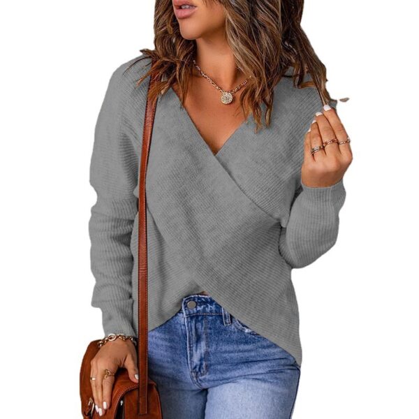 Autumn And Winter European And American Fashion New Style Sweater Women's Cross Knitted - Image 5