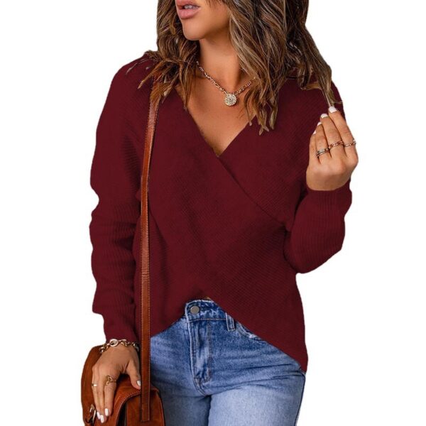 Autumn And Winter European And American Fashion New Style Sweater Women's Cross Knitted - Image 6