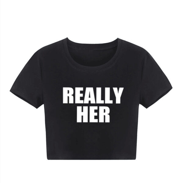 Fashion Letter Pattern Printed Short Top Navel T-shirt - Image 4
