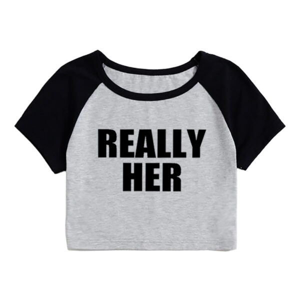 Fashion Letter Pattern Printed Short Top Navel T-shirt - Image 5