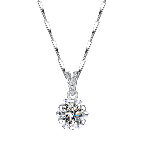 Snowflake Three-piece Simulation Moissanite Ring Necklace And Earring Suit - Image 3