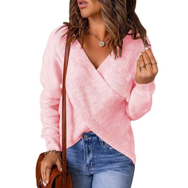 Autumn And Winter European And American Fashion New Style Sweater Women's Cross Knitted - Image 2