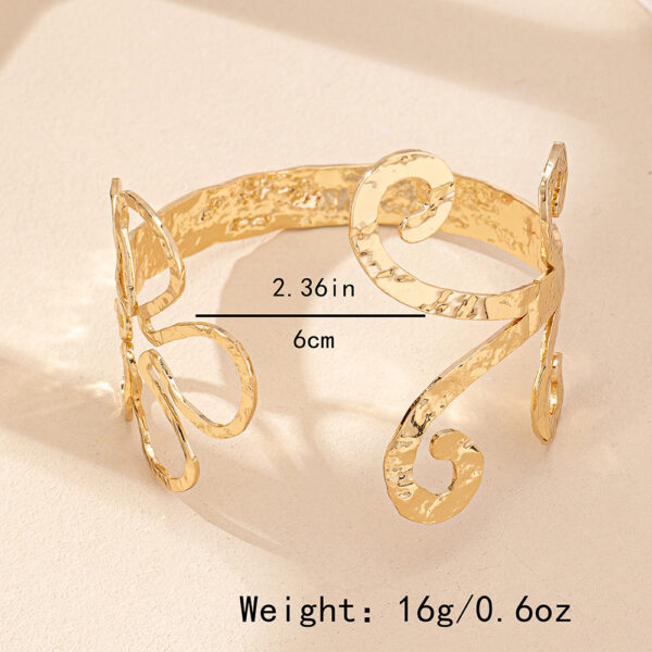 Creative Design Sense Metal Hollow Leaves Flowers Lines Ladies Open-ended Bracelet - Image 6