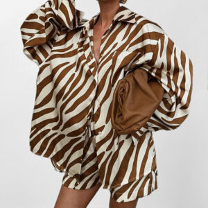 Women's Shirt Top Shorts Printed Fashion Two-piece Suit
