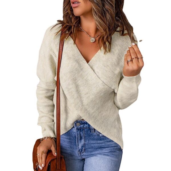 Autumn And Winter European And American Fashion New Style Sweater Women's Cross Knitted - Image 4