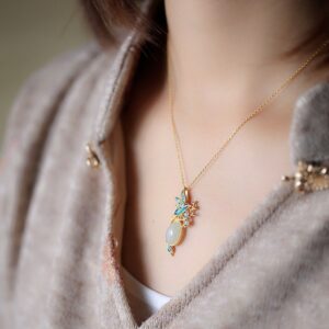 Hetian Jade Sweater Necklace Pendant For Women