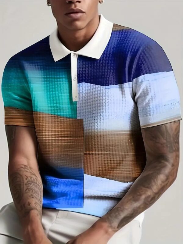 Men's Print Breathable Fashion Polo Shirt Top - Image 8