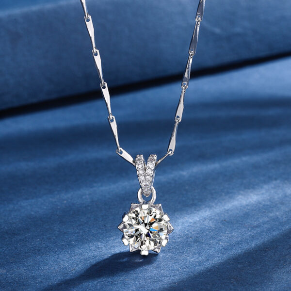 Snowflake Three-piece Simulation Moissanite Ring Necklace And Earring Suit - Image 5