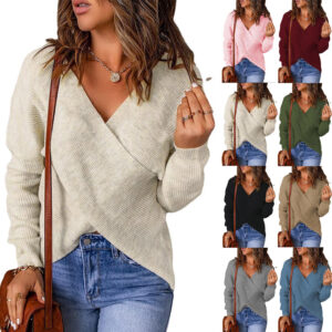 Autumn And Winter European And American Fashion New Style Sweater Women's Cross Knitted