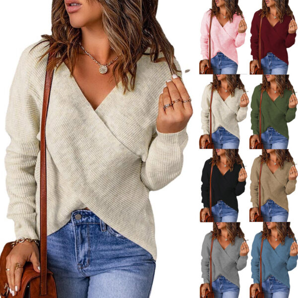 Autumn And Winter European And American Fashion New Style Sweater Women's Cross Knitted