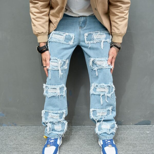 Men's Jeans Worn Stretch Slim Fit - Image 2