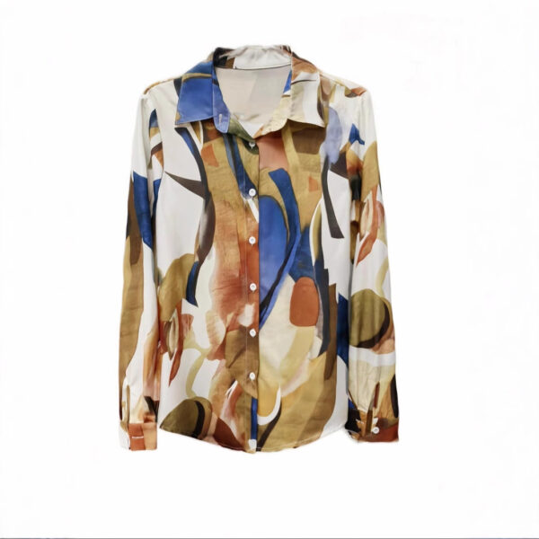 Loose Digital Printing Lantern Long Sleeve Shirt For Women - Image 5