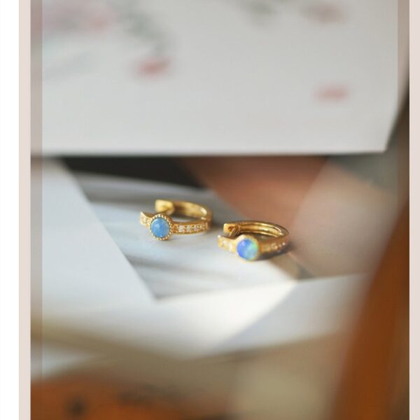High-grade Opal Earrings Small Ear Ring Opal - Image 3