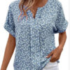 Casual V-neck Short Sleeve Printed Loose Shirt - Image 2
