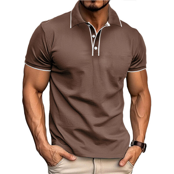 European And American Style Men's Clothing Short Sleeve Lapel Jacquard - Image 2