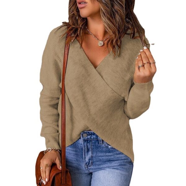 Autumn And Winter European And American Fashion New Style Sweater Women's Cross Knitted - Image 3