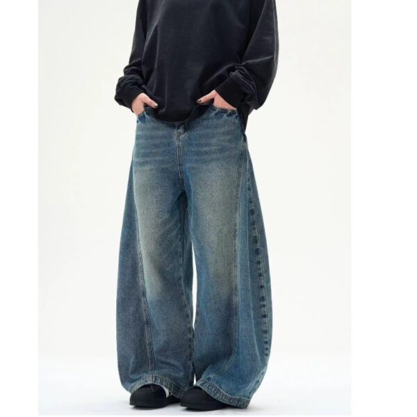 American Retro Washed Distressed Machete Design Jeans - Image 5
