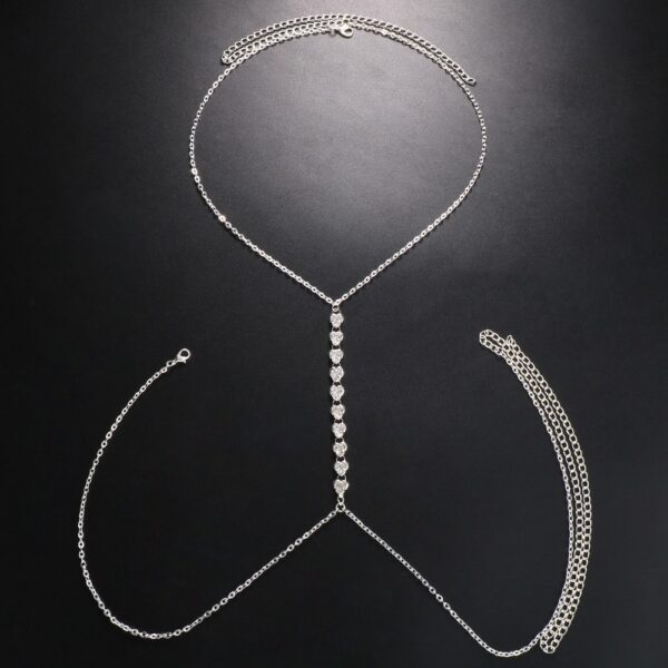 Rhinestone Love Bikini Beach Breastpin Nightclub Sexy Body Chains - Image 4