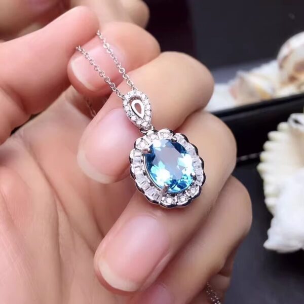 Colored Gems Rings Ear Studs Pendant Natural Topaz Set - Image 5