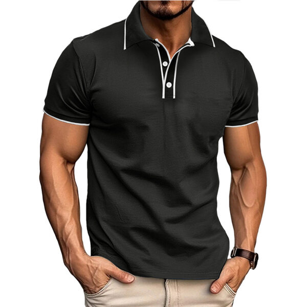 European And American Style Men's Clothing Short Sleeve Lapel Jacquard - Image 3