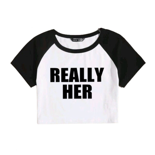 Fashion Letter Pattern Printed Short Top Navel T-shirt - Image 10