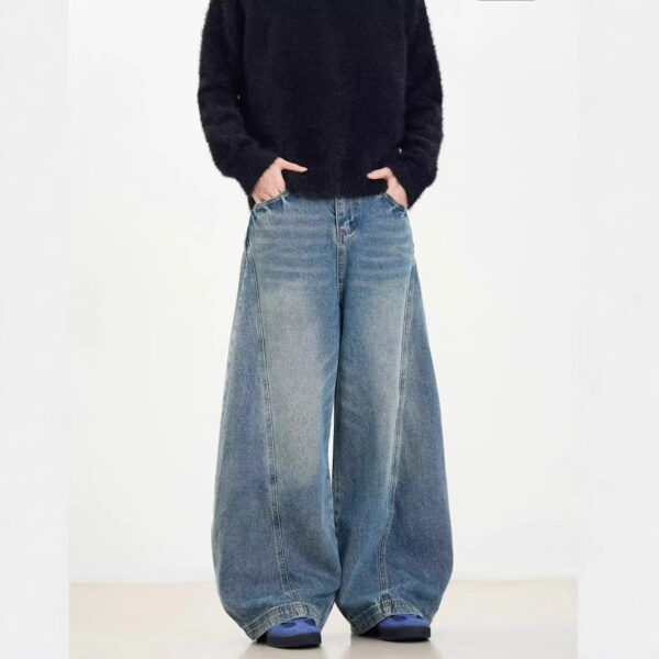 American Retro Washed Distressed Machete Design Jeans - Image 3