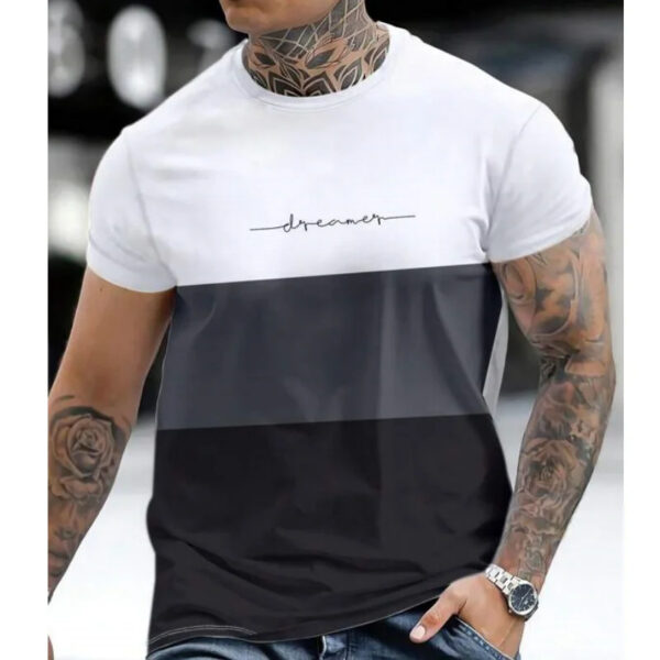 Men's 3D Digital Printing Sports Style With Letters Short-sleeved T-shirt - Image 3