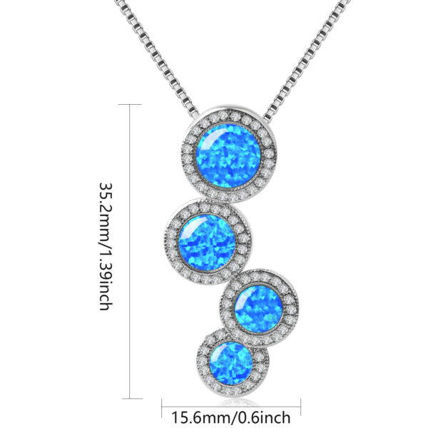 Blue Opal Round Necklace Pendant - Image 4