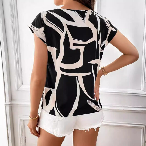 Women's Shoulder Short Sleeve Printed Shirt - Image 5