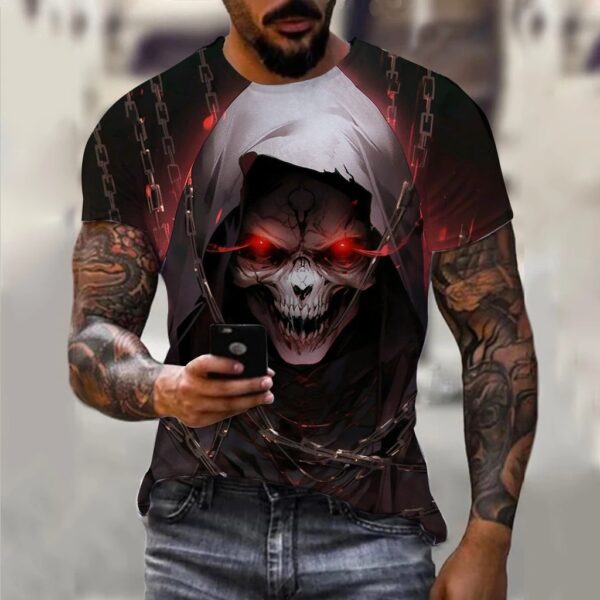 Men's 3D Printing Digital Crew Neck T-shirt Short Sleeves Top - Image 6