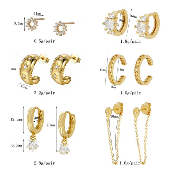 European And American Zircon Ear Clip Eardrops Hours Ear Ring - Image 10