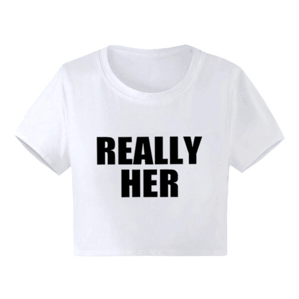 Fashion Letter Pattern Printed Short Top Navel T-shirt - Image 9