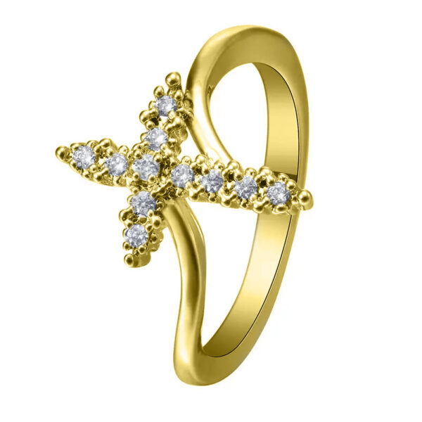 Geometric Cross Zircon Design Wedding Ring - Image 2