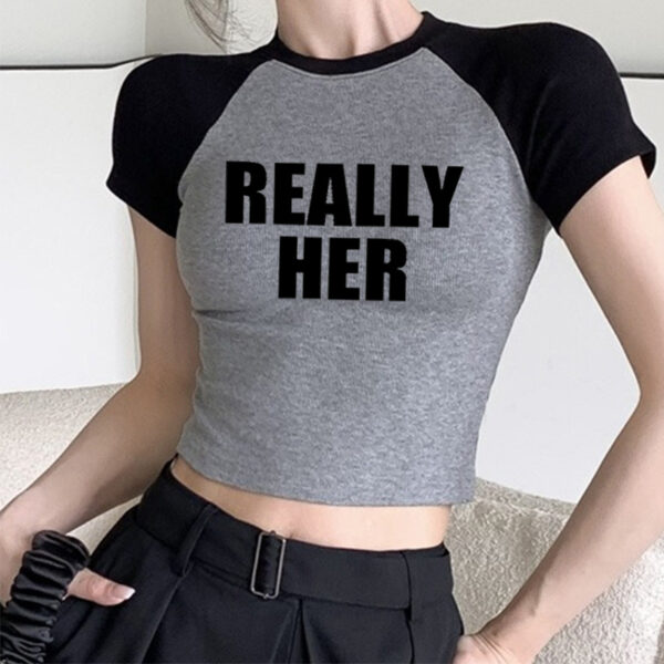 Fashion Letter Pattern Printed Short Top Navel T-shirt - Image 3