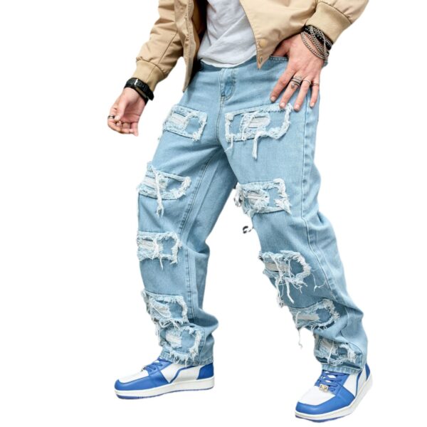 Men's Jeans Worn Stretch Slim Fit - Image 5