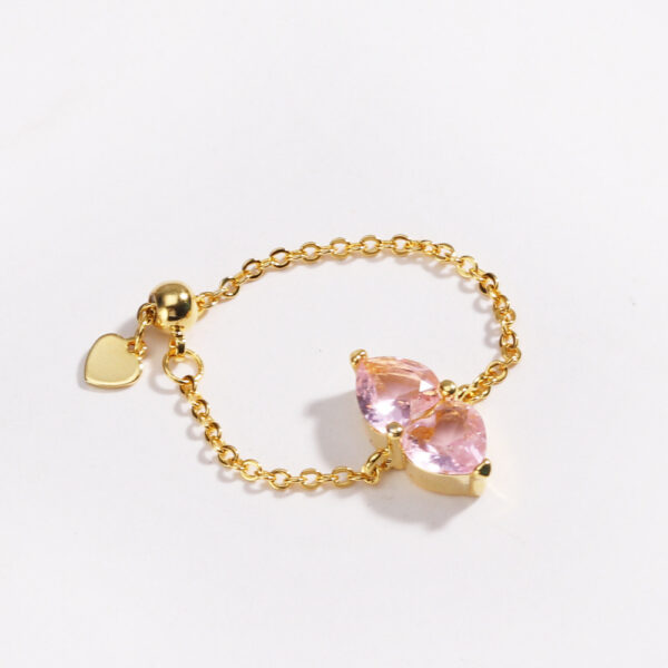 Copper Plating Colored Loving Heart Stars, Sun And Moon Stretch Chain Ring - Image 2