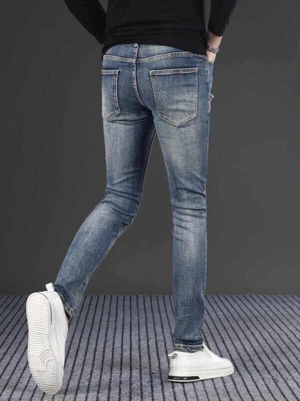 Men's Fashion Slim Fit Skinny Stretch Ripped Jeans - Image 3