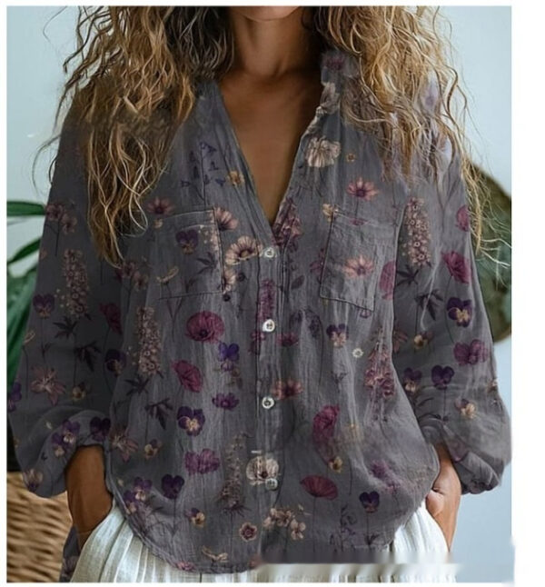 3D Printed Abstract Pattern Women's Long-sleeved Blouse - Image 6