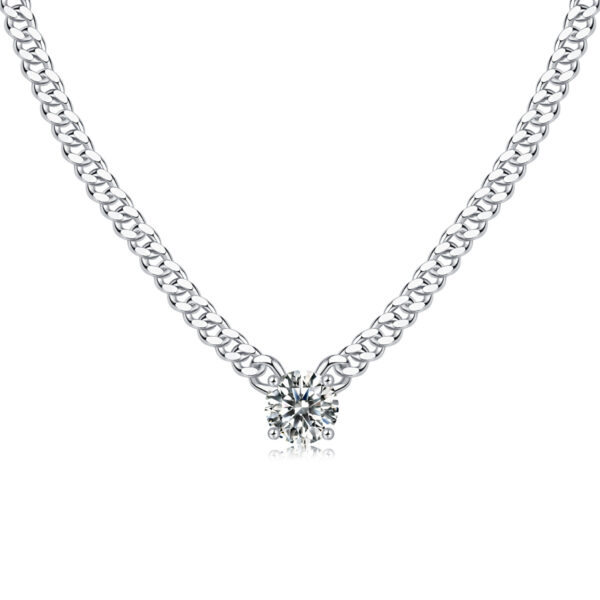 Cuban Necklace Luxury Fashion Diamond Pendant Necklace Set With Mosan Diamond Silver Ornaments