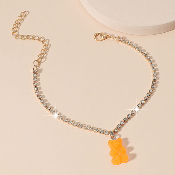Creative Resin Bear Chain Rhinestone Anklet - Image 9