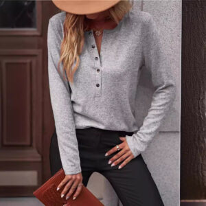 Solid Color Long Sleeve Hollowed Leisure Shirt