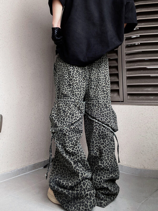 Loose Straight Slightly Flared Workwear Casual Wide-leg Mopping Leopard Jeans - Image 4