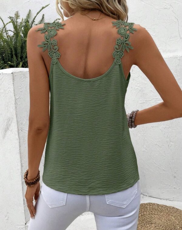 New 2 Solid Color V-neck Patchwork Sling Top - Image 5